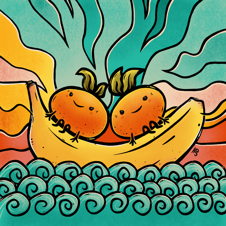 Orange and banana illustration